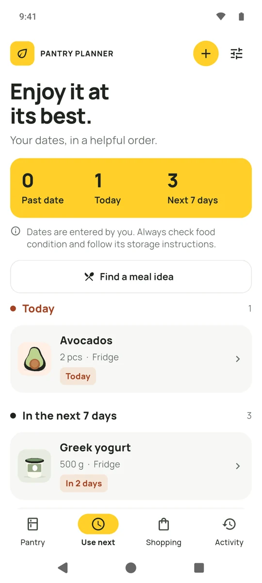 The Use next timeline groups items by the dates entered
